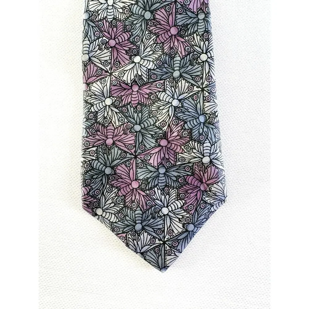 The Boxelder Company Milwaukee purple dragonfly neck tie men's silk